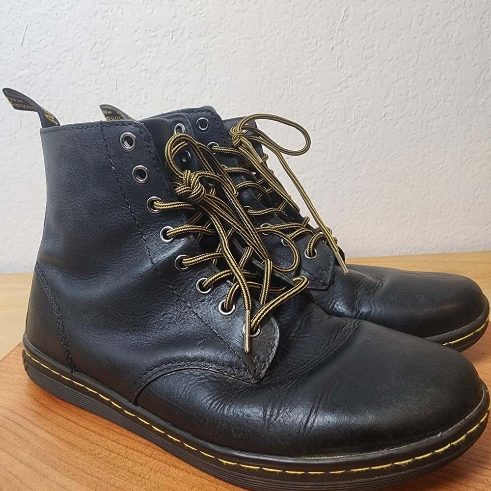Dr Martens Tobias Boots Mens Size 10 Black Leather Combat Ankle Lace Up Casual - Picture 9 of 12